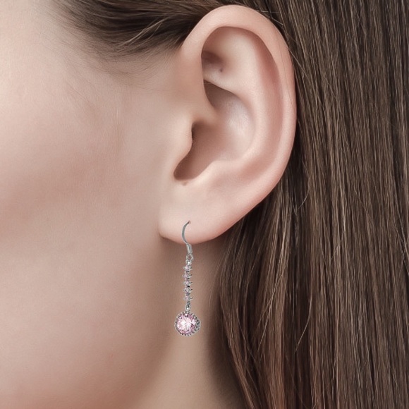 2/$20!  Silver & Pink CZ Dangle Earrings - Picture 4 of 7